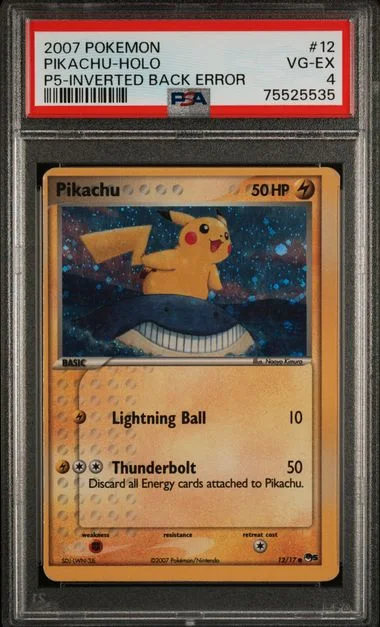 2007 Pokemon Pop Series 5 Holofoil Pikachu, Inverted Back Error #12 card image