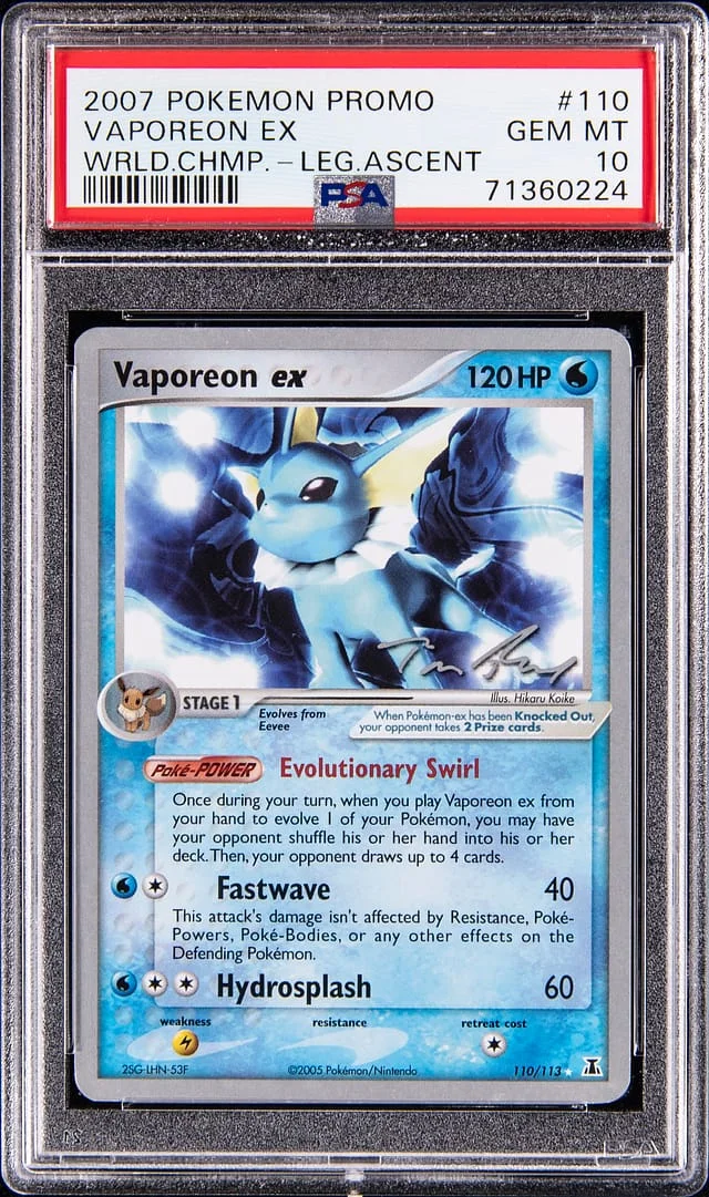 2007 Pokemon Promo World Championship Legendary Ascent Vaporeon ex #110 card image