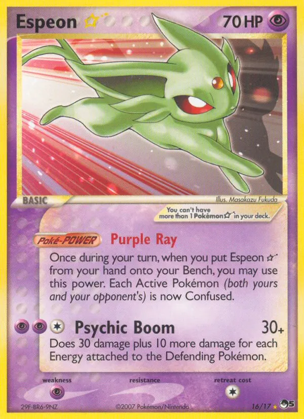 2007 POP Series 5 Espeon ★ Rare #16/17 Rare card image
