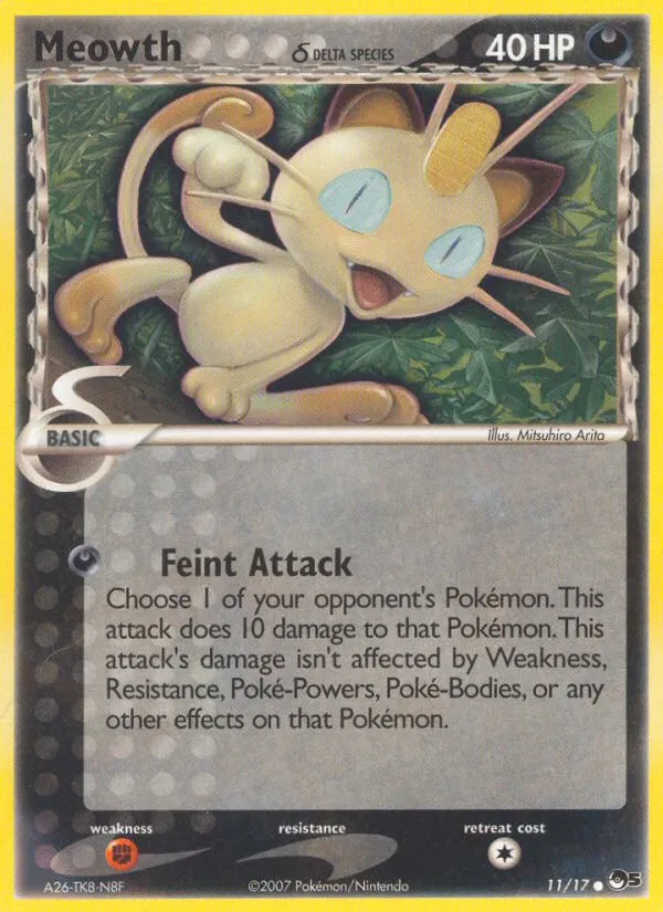 2007 POP Series 5 Meowth δ Common #11/17 Common card image