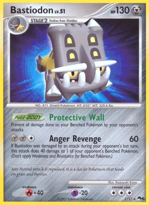 2007 POP Series 6 Bastiodon Rare #01/17 Rare card image