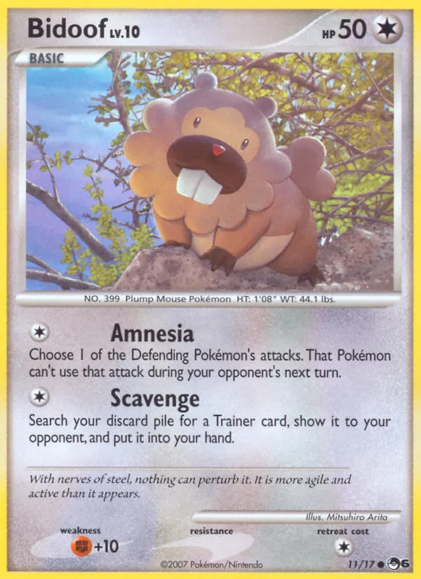 2007 POP Series 6 Bidoof Common #11/17 Common card image