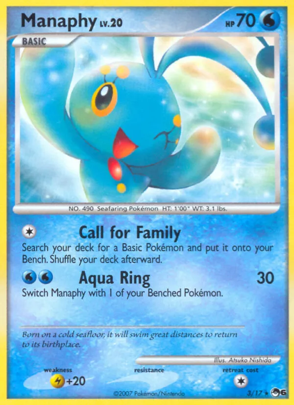 2007 POP Series 6 Manaphy #03/17 Rare card image