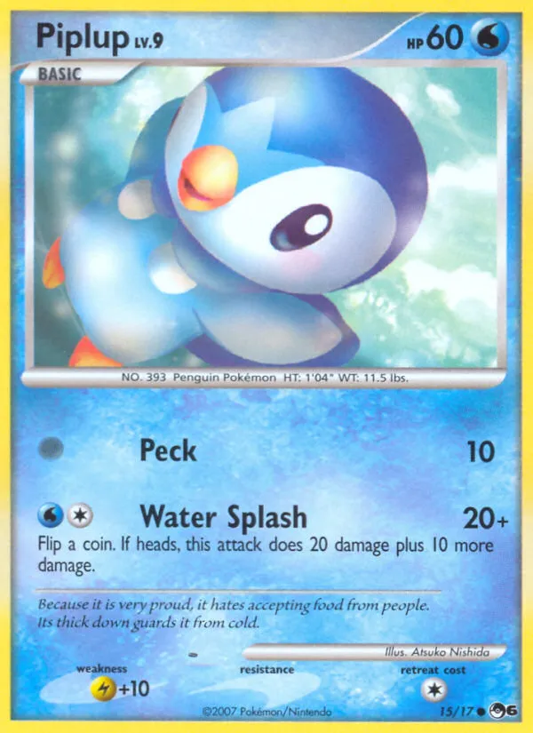 2007 POP Series 6 Piplup Common #15/17 Common card image