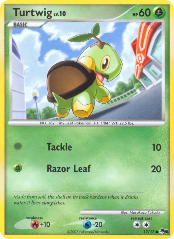 2007 POP Series 6 Turtwig Common #17/17 Common card image