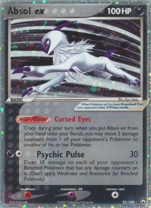 2007 Power Keepers Absol ex #092/108 Rare Holo EX card image