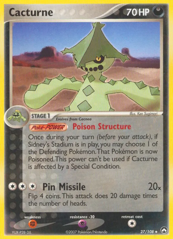 2007 Power Keepers Cacturne Uncommon #027/108 Uncommon card image