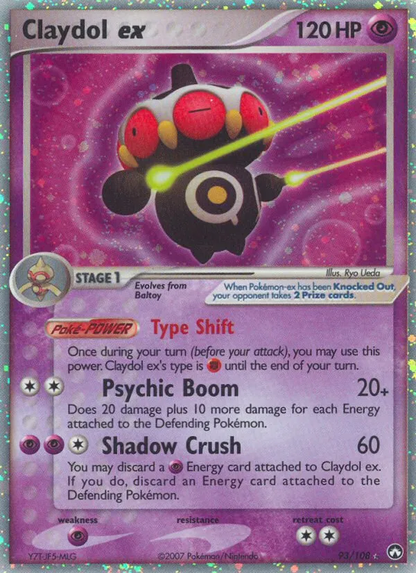 2007 Power Keepers Claydol ex #093/108 Rare Holo EX card image