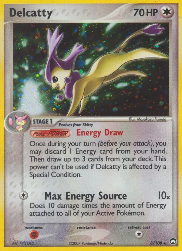 2007 Power Keepers Delcatty #008/108 Rare Holo card image