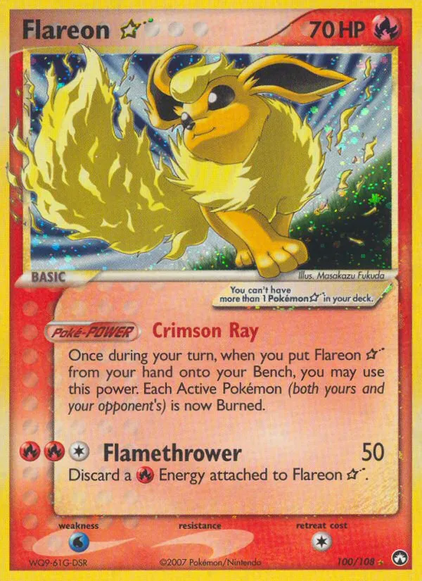 2007 Power Keepers Flareon ★ Rare Holo Star #100/108 Rare Holo Star card image