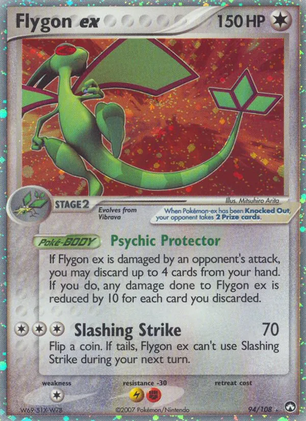 2007 Power Keepers Flygon ex #094/108 Rare Holo EX card image