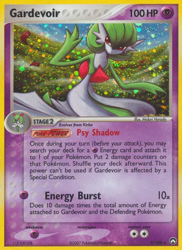 2007 Power Keepers Gardevoir #009/108 Rare Holo card image