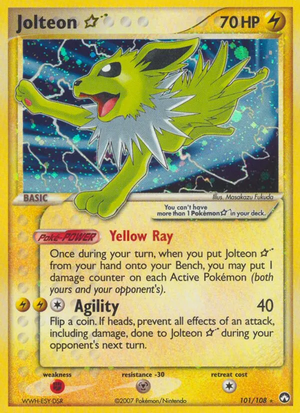 2007 Power Keepers Jolteon ★ Rare Holo Star #101/108 Rare Holo Star card image