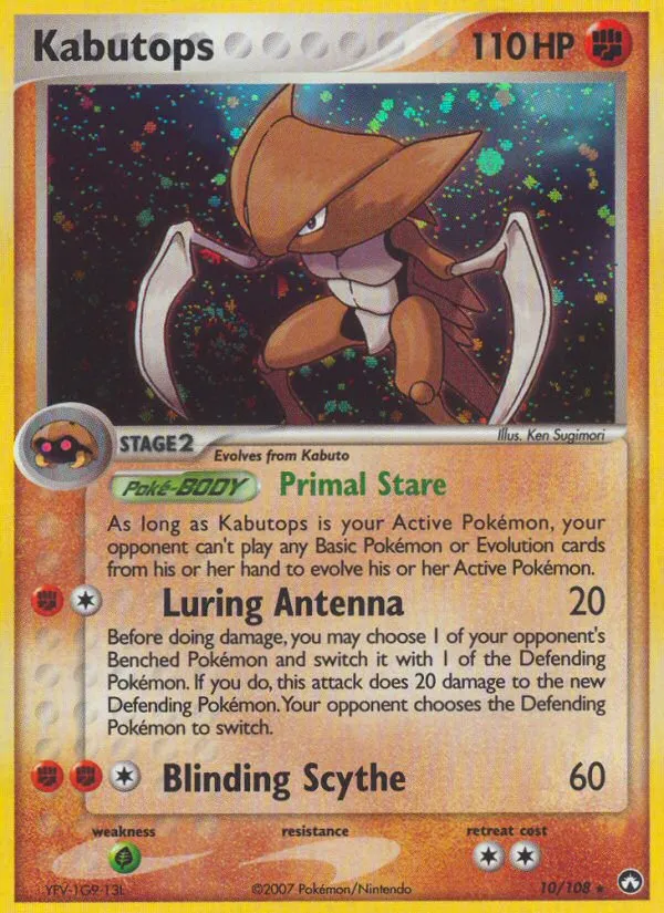 2007 Power Keepers Kabutops Rare Holo #010/108 Rare Holo card image