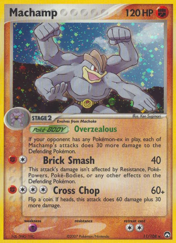 2007 Power Keepers Machamp #011/108 Rare Holo card image