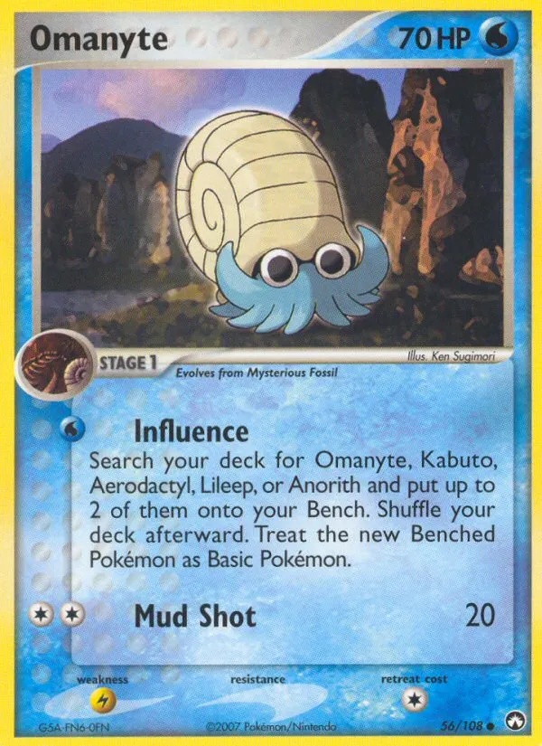 2007 Power Keepers Omanyte Common #056/108 Common card image