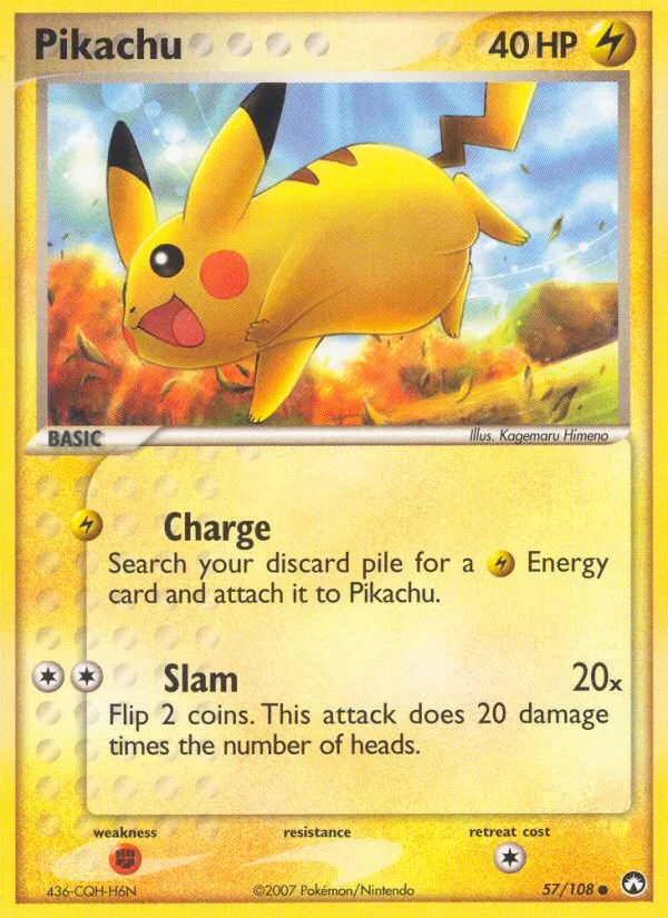 2007 Power Keepers Pikachu Common #057/108 Common card image