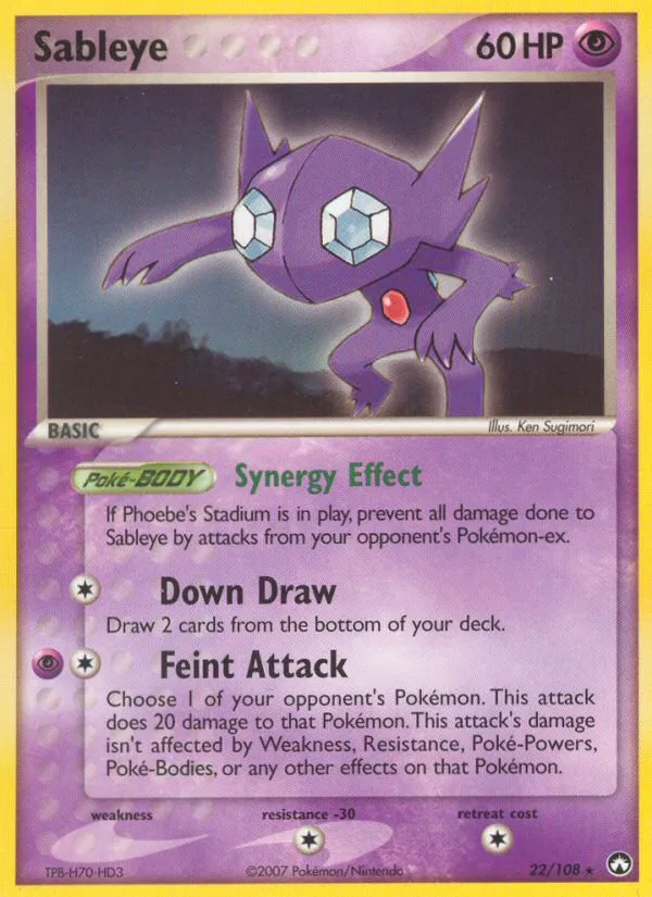 2007 Power Keepers Sableye Rare #022/108 Rare card image