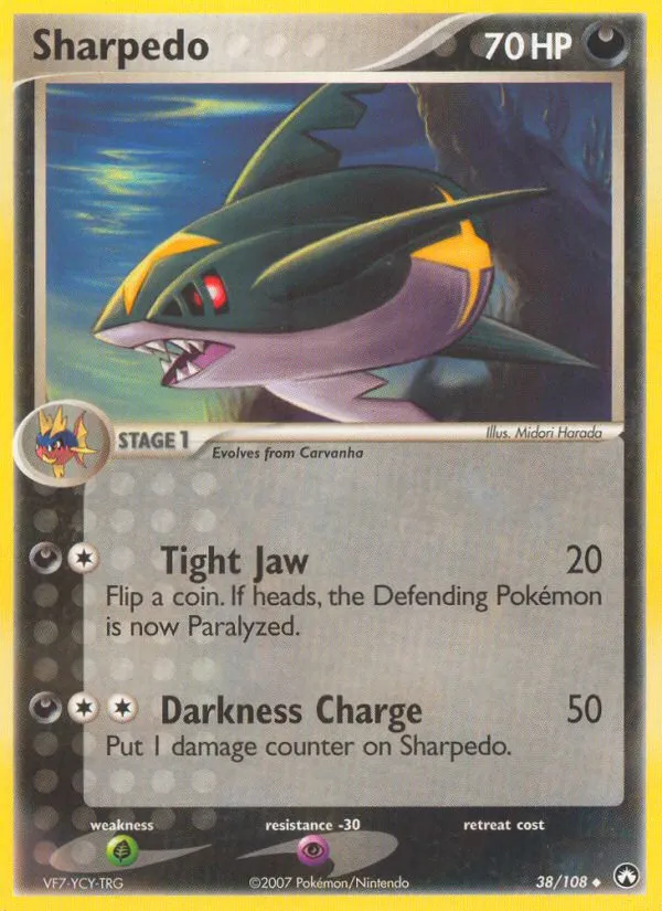 2007 Power Keepers Sharpedo Uncommon #038/108 Uncommon card image