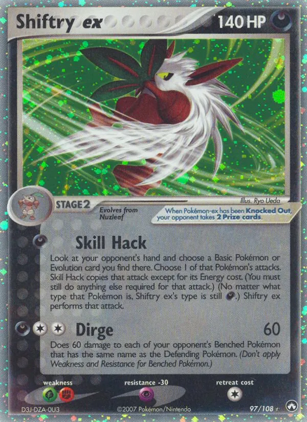 2007 Power Keepers Shiftry ex Rare Holo EX #097/108 Rare Holo EX card image