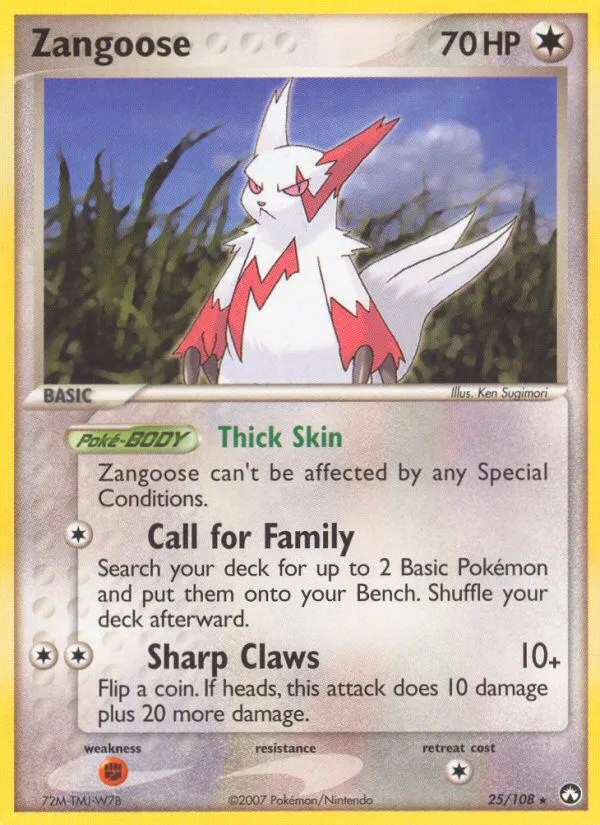 2007 Power Keepers Zangoose Rare #025/108 Rare card image