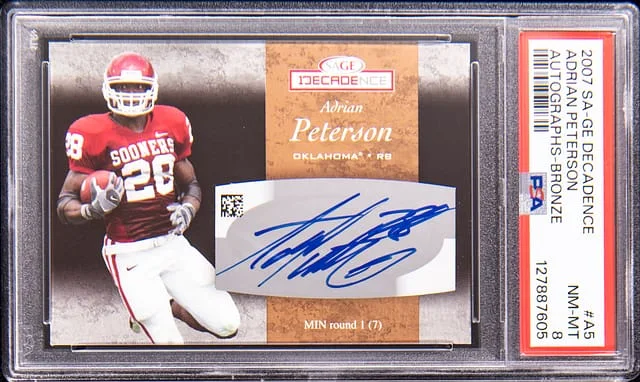 2007 SA-GE Decadence Autographs Bronze Adrian Peterson #A5 card image