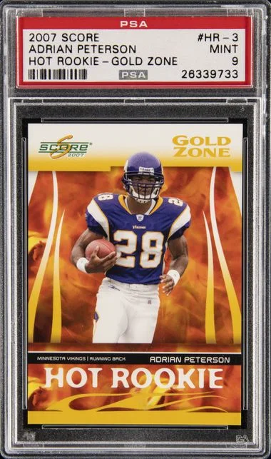 2007 Score Adrian Peterson Hot Gold Zone #HR-3 card image
