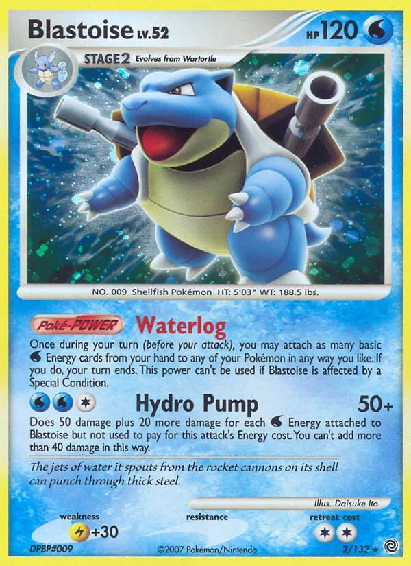2007 Secret Wonders Blastoise Rare Holo #002/132 Rare Holo card image