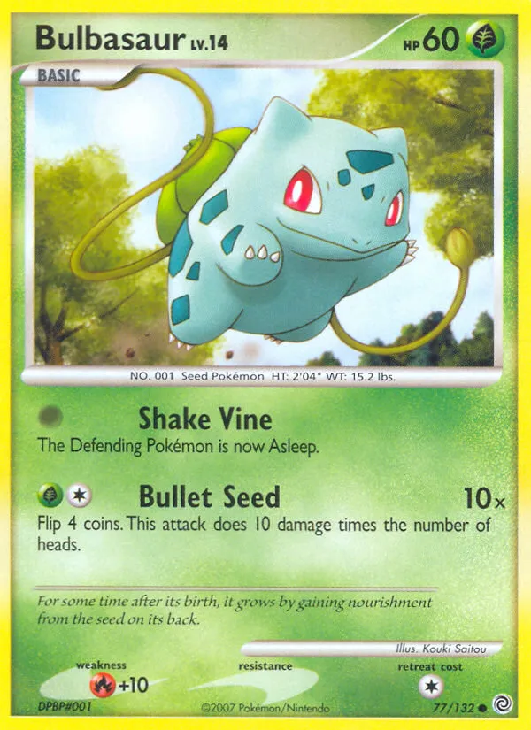 2007 Secret Wonders Bulbasaur Common #077/132 Common card image