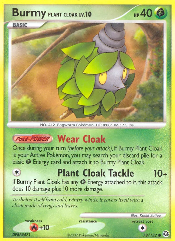 2007 Secret Wonders Burmy Plant Cloak Common #078/132 Common card image