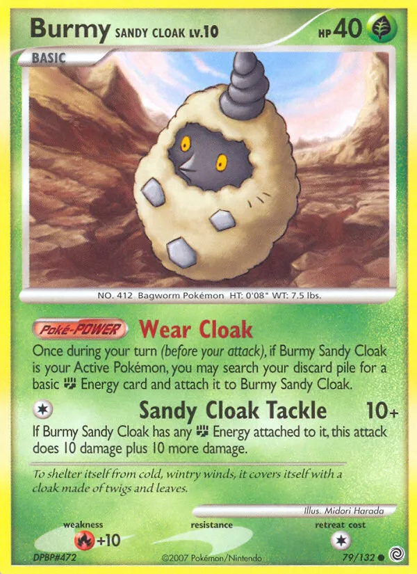 2007 Secret Wonders Burmy Sandy Cloak Common #079/132 Common card image