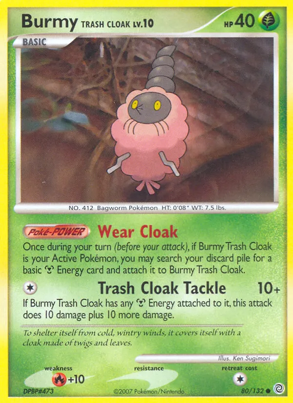 2007 Secret Wonders Burmy Trash Cloak Common #080/132 Common card image