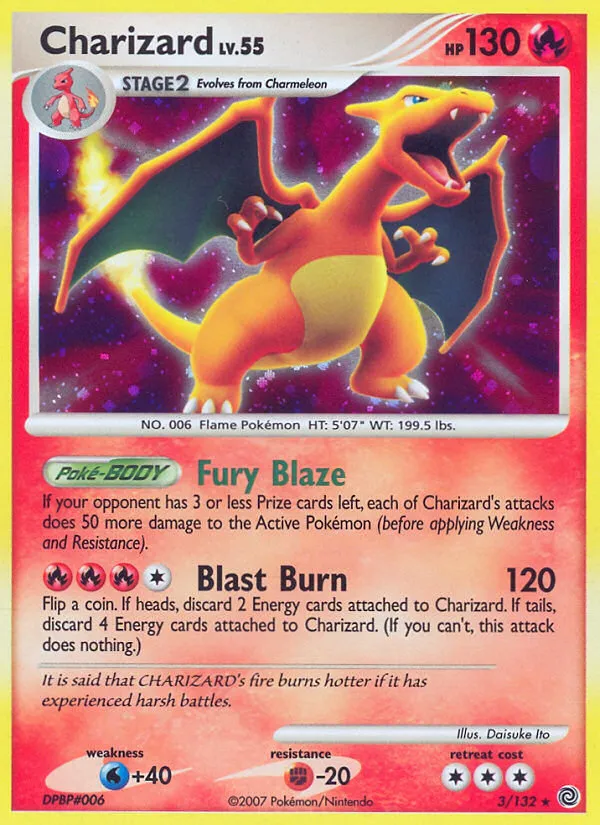 2007 Secret Wonders Charizard Rare Holo #003/132 Rare Holo card image
