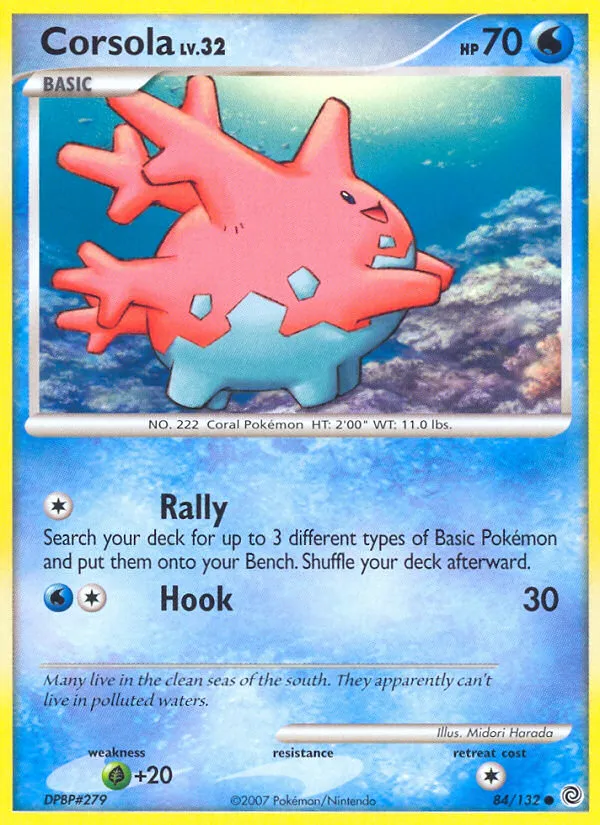 2007 Secret Wonders Corsola Common #084/132 Common card image