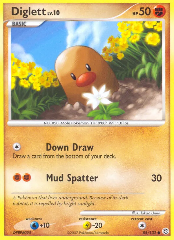 2007 Secret Wonders Diglett Common #085/132 Common card image