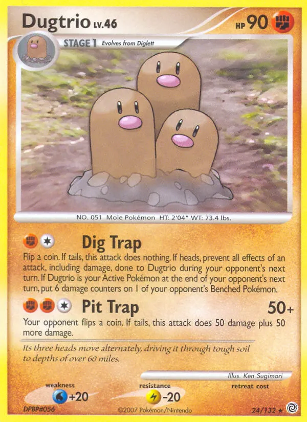 2007 Secret Wonders Dugtrio Rare #024/132 Rare card image