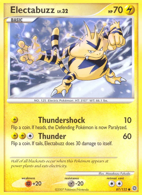 2007 Secret Wonders Electabuzz Common #087/132 Common card image