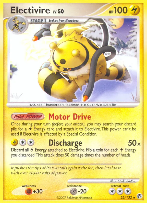 2007 Secret Wonders Electivire Rare #025/132 Rare card image