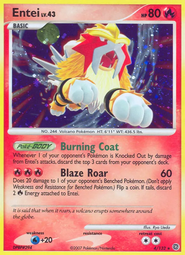2007 Secret Wonders Entei Rare Holo #004/132 Rare Holo card image
