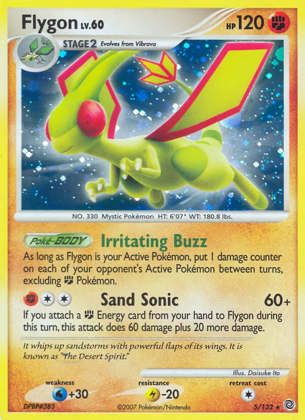 2007 Secret Wonders Flygon Rare Holo #005/132 Rare Holo card image