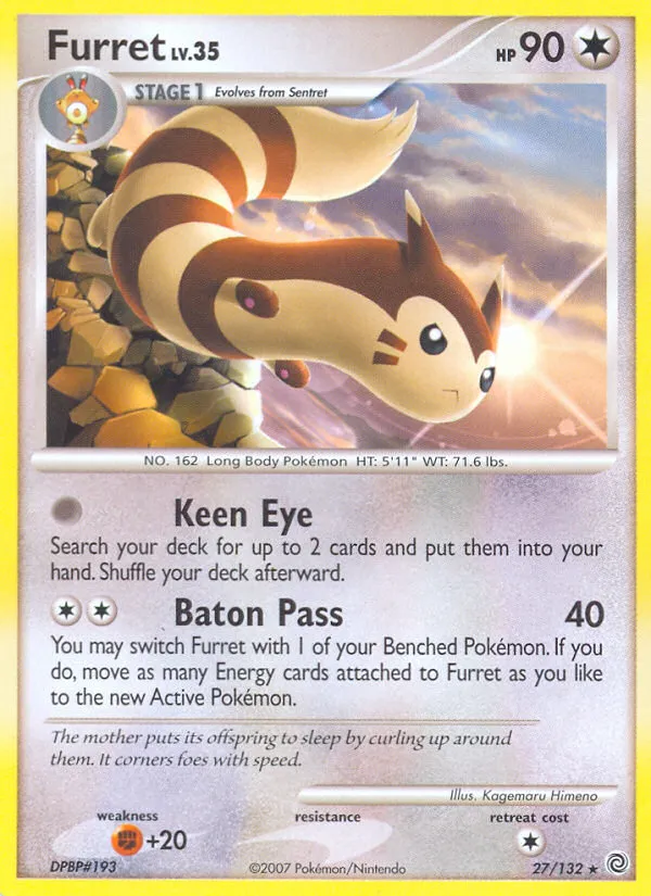 2007 Secret Wonders Furret Rare #027/132 Rare card image