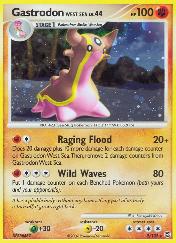 2007 Secret Wonders Gastrodon West Sea Rare Holo #009/132 Rare Holo card image