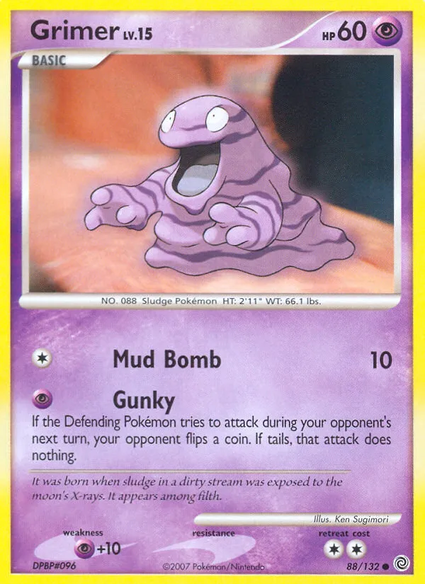 2007 Secret Wonders Grimer Common #088/132 Common card image