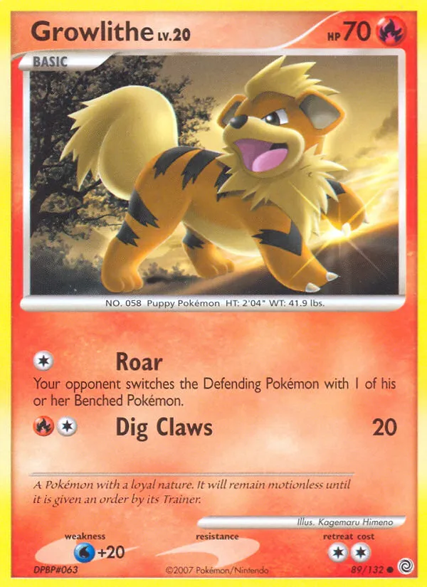 2007 Secret Wonders Growlithe Common #089/132 Common card image