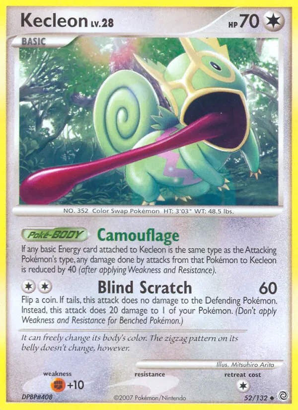 2007 Secret Wonders Kecleon Uncommon #052/132 Uncommon card image