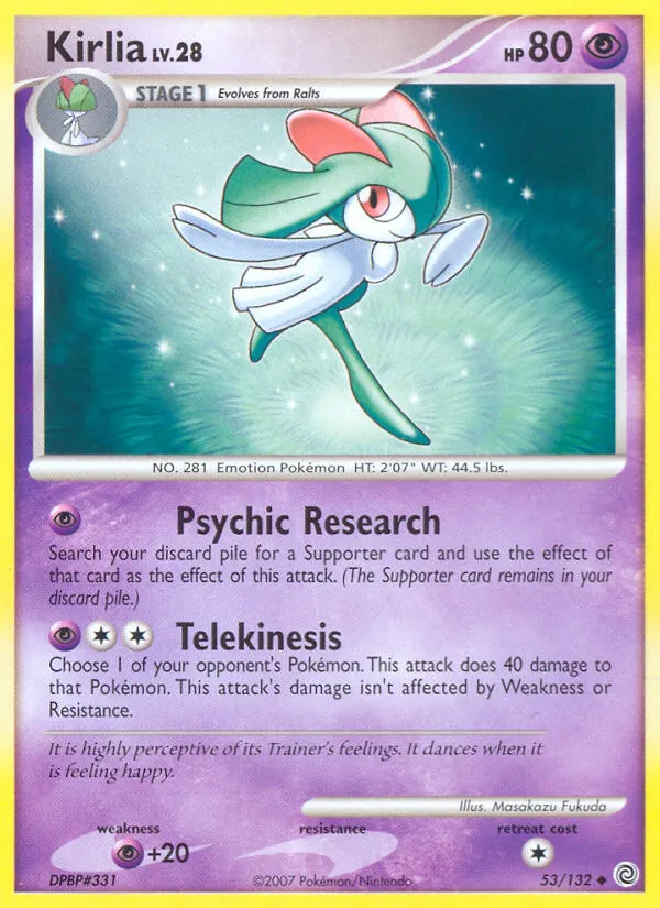 2007 Secret Wonders Kirlia Uncommon #053/132 Uncommon card image