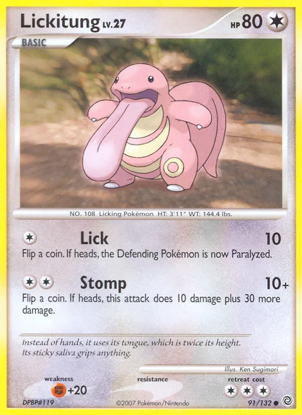 2007 Secret Wonders Lickitung Common #091/132 Common card image