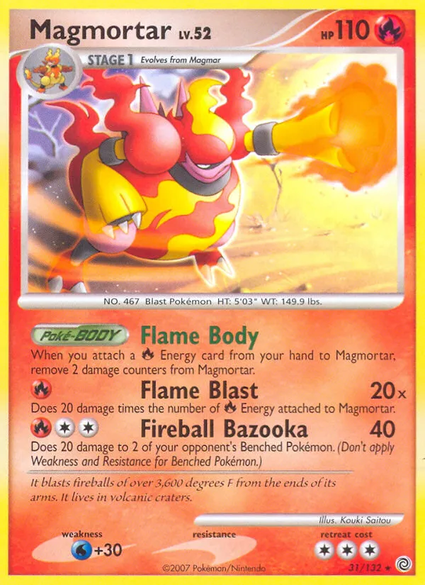 2007 Secret Wonders Magmortar Rare #031/132 Rare card image