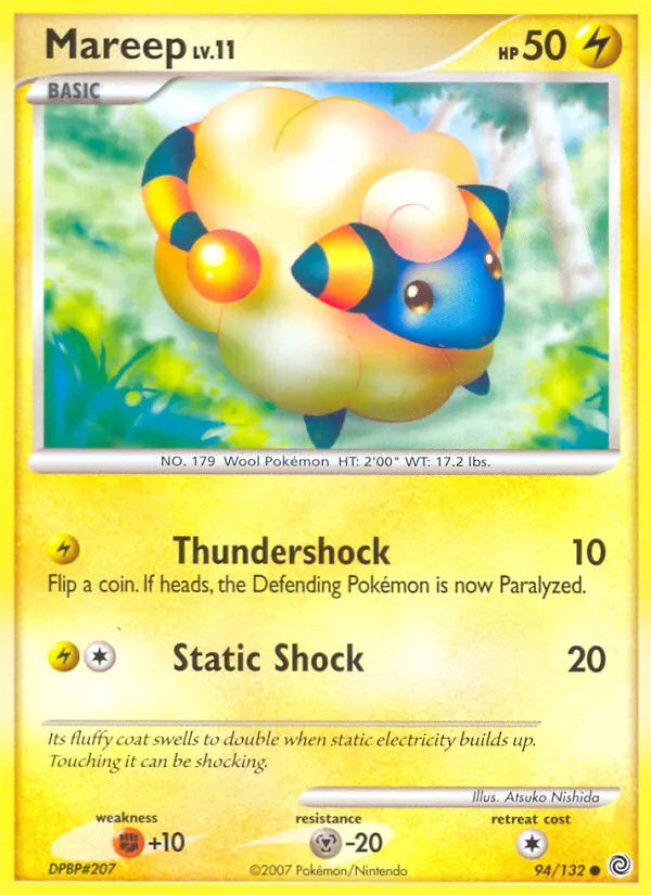 2007 Secret Wonders Mareep Common #094/132 Common card image