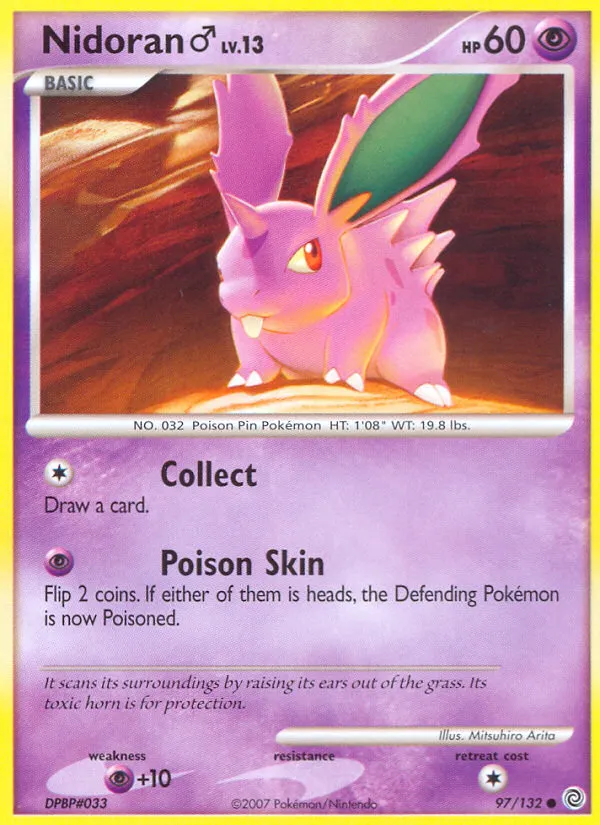 2007 Secret Wonders Nidoran ♂ Common #097/132 Common card image